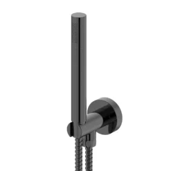 Arezzo Round Twilight Black Chrome Outlet Elbow With Parking Bracket, Flex & Handset