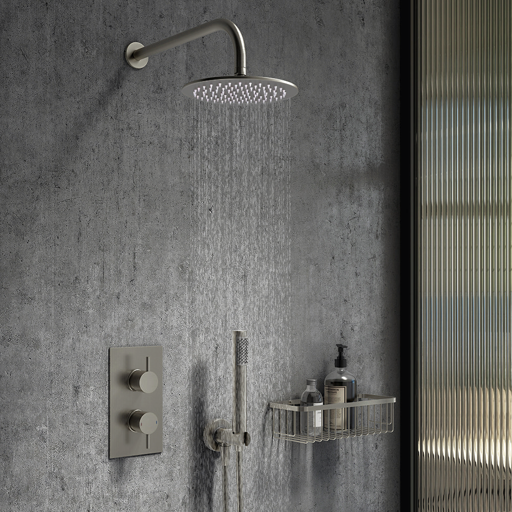 Arezzo Brushed Gunmetal Grey 300mm Wire Shower Basket 3 Arezzo Brushed Gunmetal Grey 300mm Wire Shower Basket - Image 3
