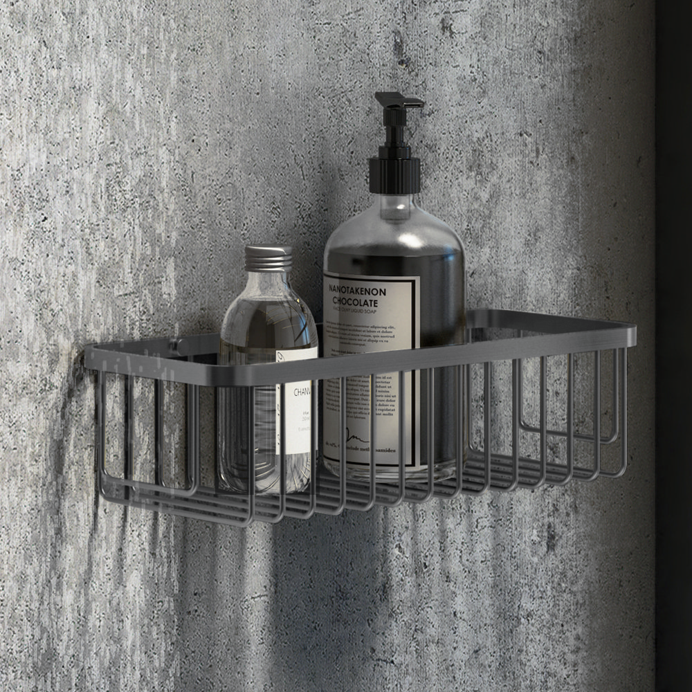 Arezzo Brushed Gunmetal Grey 300mm Wire Shower Basket 4 Arezzo Brushed Gunmetal Grey 300mm Wire Shower Basket - Image 4