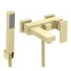 Arezzo Square Brushed Brass Wall Mounted Bath Shower Mixer Tap Incl. Shower Kit