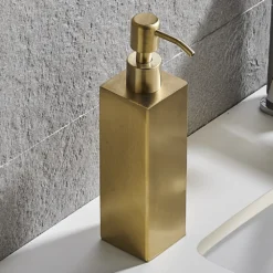 Arezzo Freestanding Square Soap Dispenser Brushed Brass -Victorian Plumbing Shop azsq2bbf d1