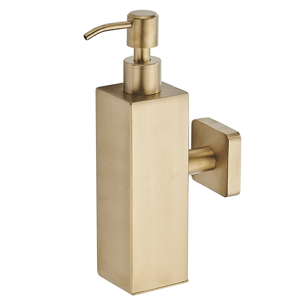 Arezzo Brushed Brass Square Wall Mounted Soap Dispenser 5 Arezzo Brushed Brass Square Wall Mounted Soap Dispenser - Image 5