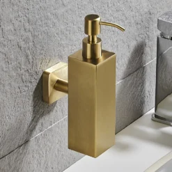 Arezzo Brushed Brass Square Wall Mounted Soap Dispenser 12 Arezzo Brushed Brass Square Wall Mounted Soap Dispenser -Victorian Plumbing Shop azsq2bbw d2