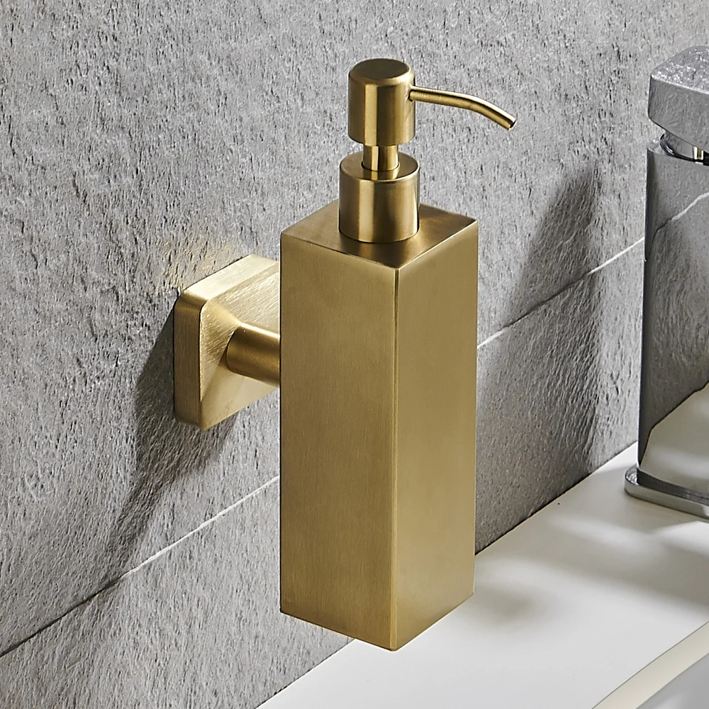 Arezzo Brushed Brass Square Wall Mounted Soap Dispenser 6 Arezzo Brushed Brass Square Wall Mounted Soap Dispenser - Image 6