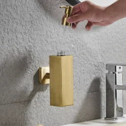 Arezzo Brushed Brass Square Wall Mounted Soap Dispenser 13 Arezzo Brushed Brass Square Wall Mounted Soap Dispenser -Victorian Plumbing Shop azsq2bbw d4