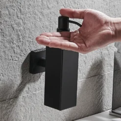 Arezzo Matt Black Square Wall Mounted Soap Dispenser 15 Arezzo Matt Black Square Wall Mounted Soap Dispenser -Victorian Plumbing Shop azsq2mbwd3