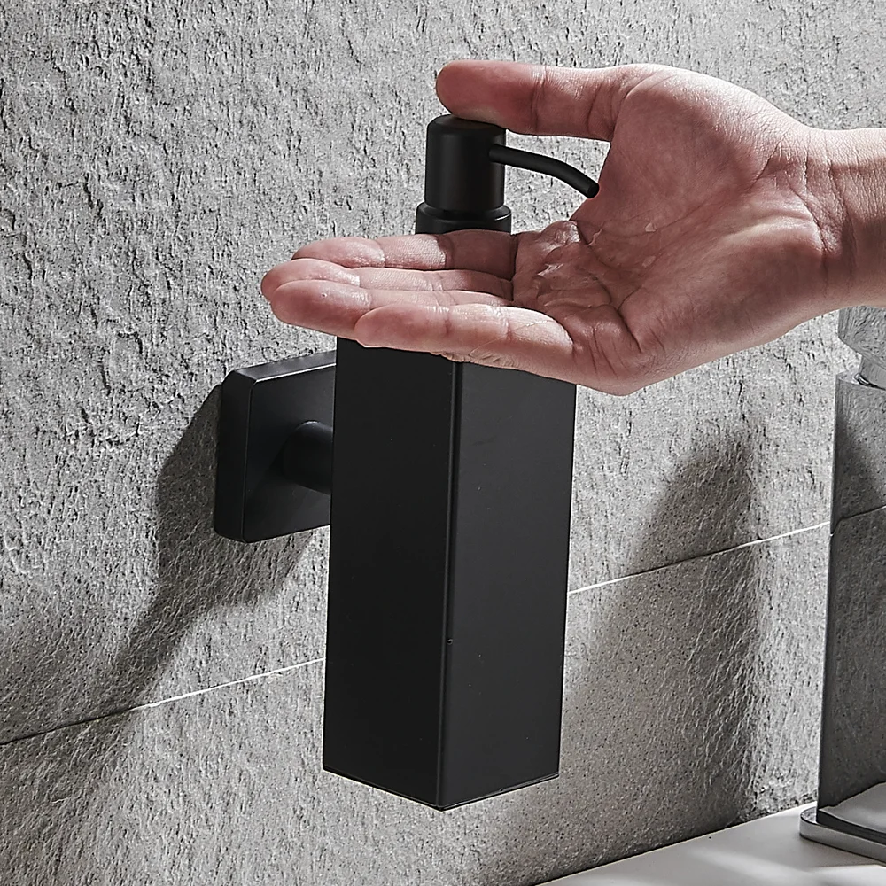 Arezzo Matt Black Square Wall Mounted Soap Dispenser 8 Arezzo Matt Black Square Wall Mounted Soap Dispenser - Image 8