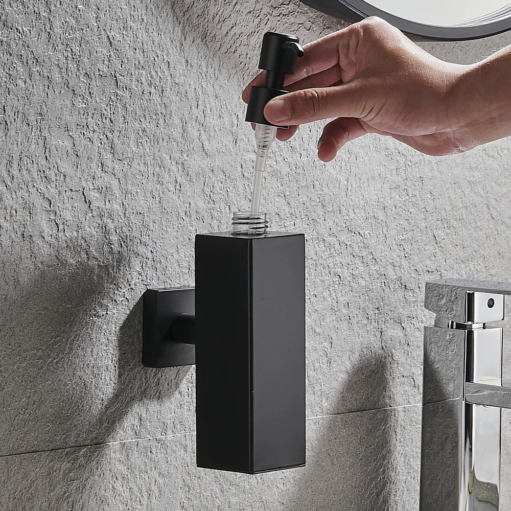 Arezzo Matt Black Square Wall Mounted Soap Dispenser 1 Arezzo Matt Black Square Wall Mounted Soap Dispenser