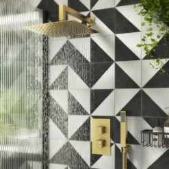 Arezzo Brushed Brass Square Outlet Elbow With Parking Bracket, Flex + Handset -Victorian Plumbing Shop azsqhds d2