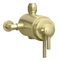 Arezzo Brushed Brass Dual Exposed Valve With Rigid Riser Kit, 195mm Shower Head, Handshower & Diverter -Victorian Plumbing Shop azsv4bberk2 d