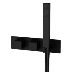 Arezzo Matt Black Square Wall Mounted Thermostatic Shower Valve With Handset 5 Arezzo Matt Black Square Wall Mounted Thermostatic Shower Valve With Handset -Victorian Plumbing Shop azsvhmbsq d2