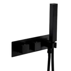 Arezzo Matt Black Square Wall Mounted Thermostatic Shower Valve With Handset