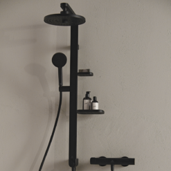 Ideal Standard Ceraflow Alu+ Silk Black Shower Kit With Fixed Head & Handset -Victorian Plumbing Shop bd585xg d1