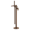Premier® Nuie Cyprus Fluted Freestanding Bath Shower Mixer Tap With Shower Kit - Brushed Bronze -Victorian Plumbing Shop bin1521f