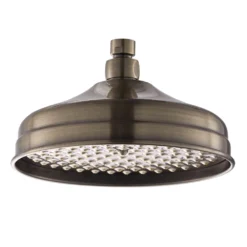 Chatsworth 1928 Antique Brass Exposed Valve Incl. Rigid Riser Kit, Diverter, 8" Rose + Handset -Victorian Plumbing Shop cabpk02 d3