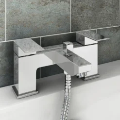 Cast Bath Shower Mixer With 200mm Square Shower Head, Extension Arm + Hose Kit -Victorian Plumbing Shop cas002kit d3