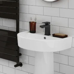 Arezzo Square Matt Black Basin Mono Mixer Tap 11 Arezzo Square Matt Black Basin Mono Mixer Tap -Victorian Plumbing Shop cas14blk d2