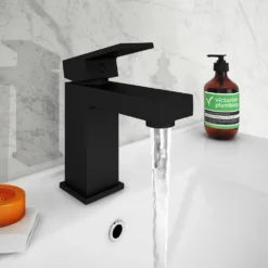 Arezzo Square Matt Black Basin Mono Mixer Tap 10 Arezzo Square Matt Black Basin Mono Mixer Tap -Victorian Plumbing Shop cas14blk detail1