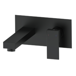 Arezzo Square Matt Black Wall Mounted Basin Mixer Tap -Victorian Plumbing Shop cas30blk lrg2