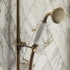 Chatsworth 1928 Antique Brass Traditional Shower W. Concealed Valve, 8" Head + Slide Rail Kit -Victorian Plumbing Shop ch63vabpk2d6