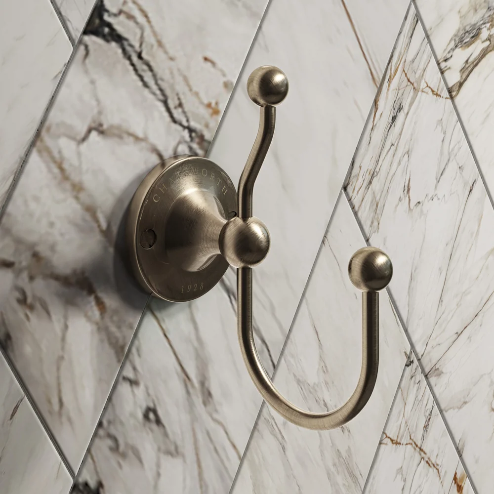 Chatsworth 1928 Antique Brass Traditional Double Robe Hook 1 Chatsworth 1928 Antique Brass Traditional Double Robe Hook