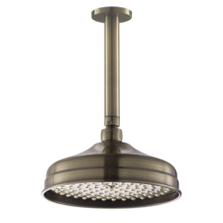 Trafalgar Antique Brass Shower With Concealed Valve, Ceiling Mounted 8" Head + Handset -Victorian Plumbing Shop cht8sh15cab l