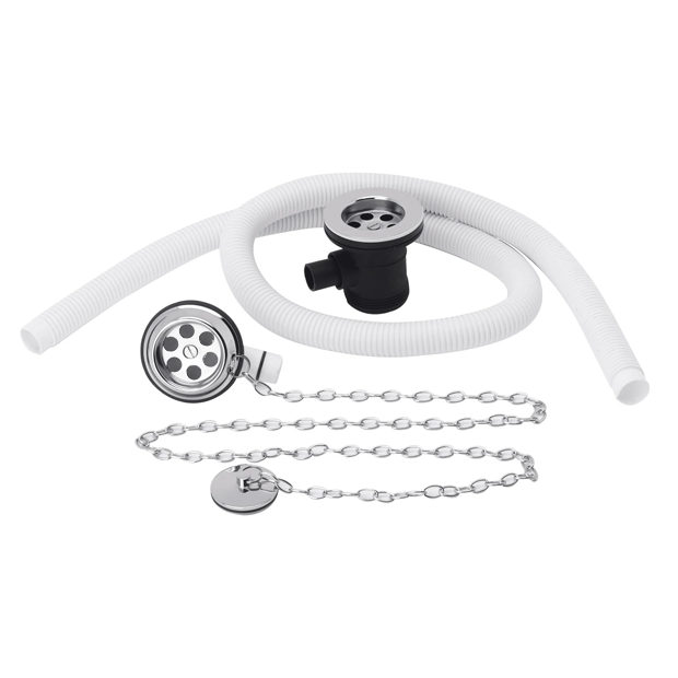 Chatsworth Extended Retainer Bath Waste, Overflow With Plug And Link Chain Chrome 2 Chatsworth Extended Retainer Bath Waste, Overflow With Plug And Link Chain Chrome - Image 2