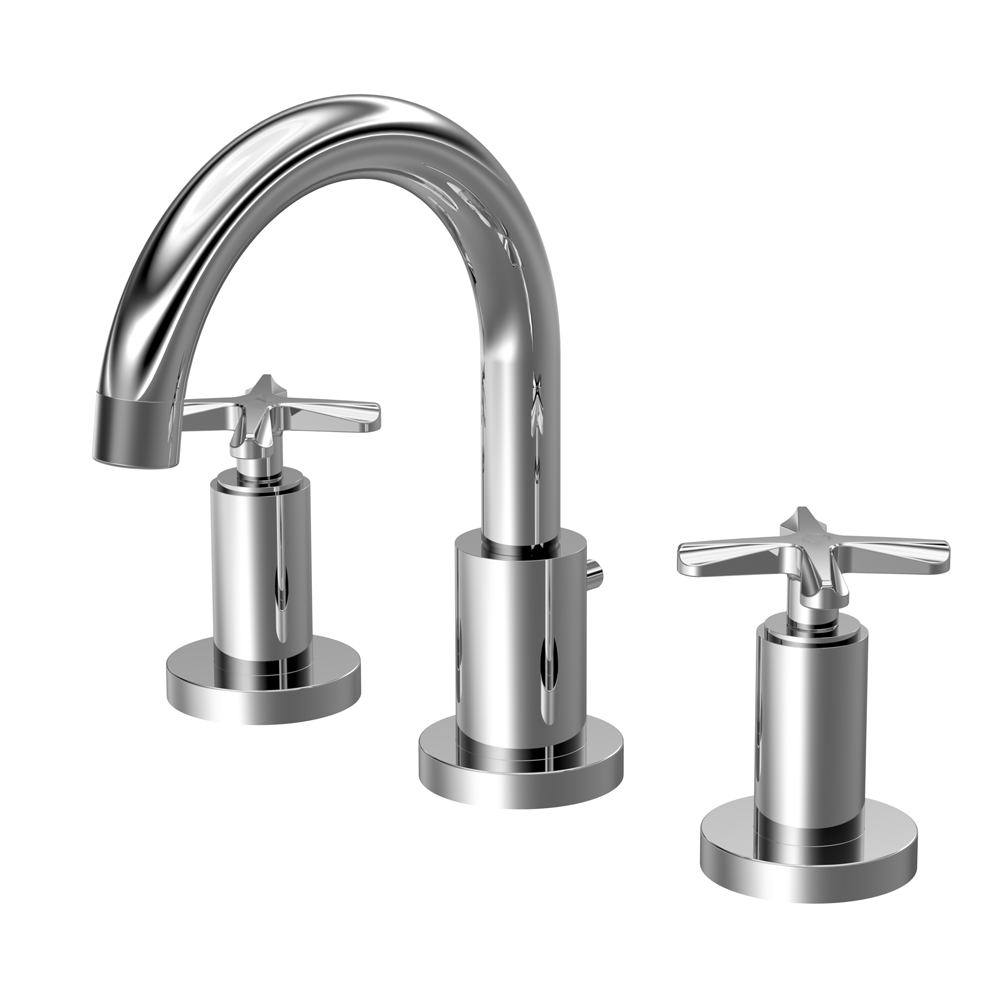 Roxbury Art Deco Chrome Deck Mounted (3TH) Basin Mixer With Waste 1 Roxbury Art Deco Chrome Deck Mounted (3TH) Basin Mixer With Waste