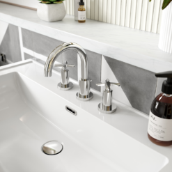 Roxbury Art Deco Chrome Deck Mounted (3TH) Basin Mixer With Waste 7 Roxbury Art Deco Chrome Deck Mounted (3TH) Basin Mixer With Waste -Victorian Plumbing Shop clx337 l4