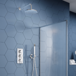 Cruze Round Triple Thermostatic Valve With Round Shower Head + Handset -Victorian Plumbing Shop crttvrsh l2