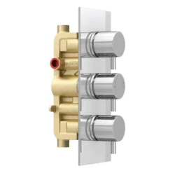 Cruze Triple Round Concealed Thermostatic Shower Valve - Chrome