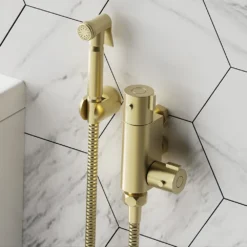 Arezzo Round Thermostatic Douche Bar Valve Brushed Brass -Victorian Plumbing Shop dbvskbb 3