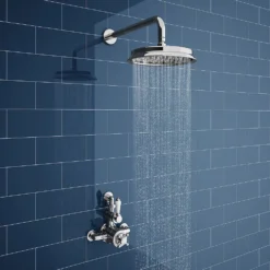 Chatsworth 1928 Twin Exposed Thermostatic Shower Pack (with Valve, Elbow + Fixed Shower Head) -Victorian Plumbing Shop egly24vpk1 n l