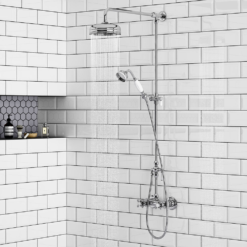 Chatsworth Thermostatic Shower With Diverter, Rigid Riser & Fixed Head -Victorian Plumbing Shop egtck10 d6