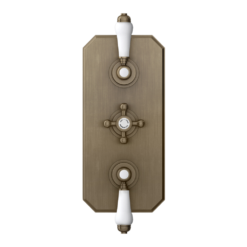 Trafalgar Traditional Triple Concealed Thermostatic Shower Valve Antique Brass -Victorian Plumbing Shop esv63ab d3