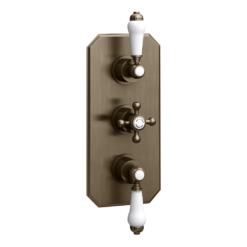 Trafalgar Traditional Triple Concealed Thermostatic Shower Valve Antique Brass -Victorian Plumbing Shop esv63ab l2