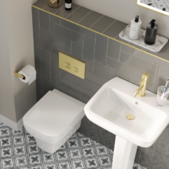 Arezzo Brushed Brass Round Button Flush Plate -Victorian Plumbing Shop flsbbr d3