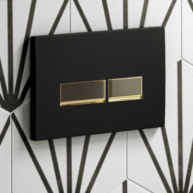 Arezzo Matt Black & Brushed Brass Square Button Flush Plate 2 Arezzo Matt Black & Brushed Brass Square Button Flush Plate - Image 2
