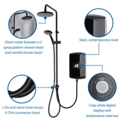 Triton Amore DuElec 9.5kw Electric Shower - Gloss Black -Victorian Plumbing Shop geamdu93 d2