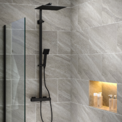 Arezzo Modern Square Thermostatic Shower (300 X 300mm Head - Matt Black) -Victorian Plumbing Shop gen3161lgr d5