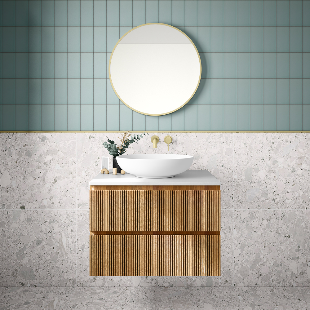 Arezzo Fluted Round Brushed Brass Wall Mounted (2TH) Basin Mixer Tap 1 Arezzo Fluted Round Brushed Brass Wall Mounted (2TH) Basin Mixer Tap