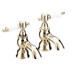 Heritage - Glastonbury Bath Pillar Taps - Vintage Gold