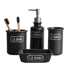 Traditional Le Bain 4 Piece Ceramic Bathroom Set Matt Black 7 Traditional Le Bain 4 Piece Ceramic Bathroom Set Matt Black -Victorian Plumbing Shop lb02mb l