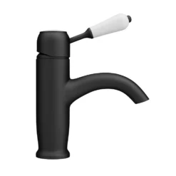 Lancaster Traditional Matt Black Single Lever Mono Basin Mixer Tap -Victorian Plumbing Shop lmb5td4