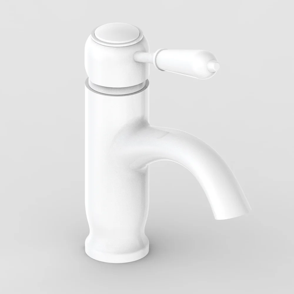 Lancaster Traditional Matt White Single Lever Mono Basin Mixer Tap 2 Lancaster Traditional Matt White Single Lever Mono Basin Mixer Tap - Image 2