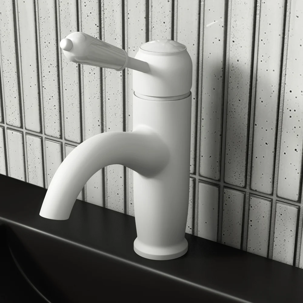Lancaster Traditional Matt White Single Lever Mono Basin Mixer Tap 1 Lancaster Traditional Matt White Single Lever Mono Basin Mixer Tap