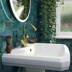 The Bath Co. Lotherton Brushed Brass Tall Basin Mixer Tap -Victorian Plumbing Shop loth002bb l5