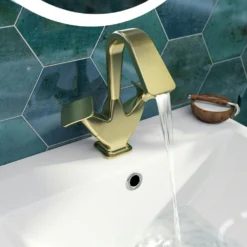 The Bath Co. Lotherton Brushed Brass Tall Basin Mixer Tap -Victorian Plumbing Shop loth002bb l56