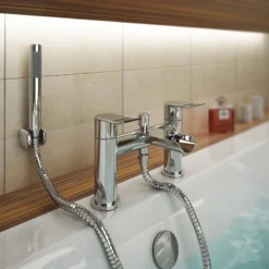 Luna Waterfall Bath Shower Mixer With Shower Kit - Chrome -Victorian Plumbing Shop lunawaterfallbathshowermixerwithshowerkitchromenewdetail1