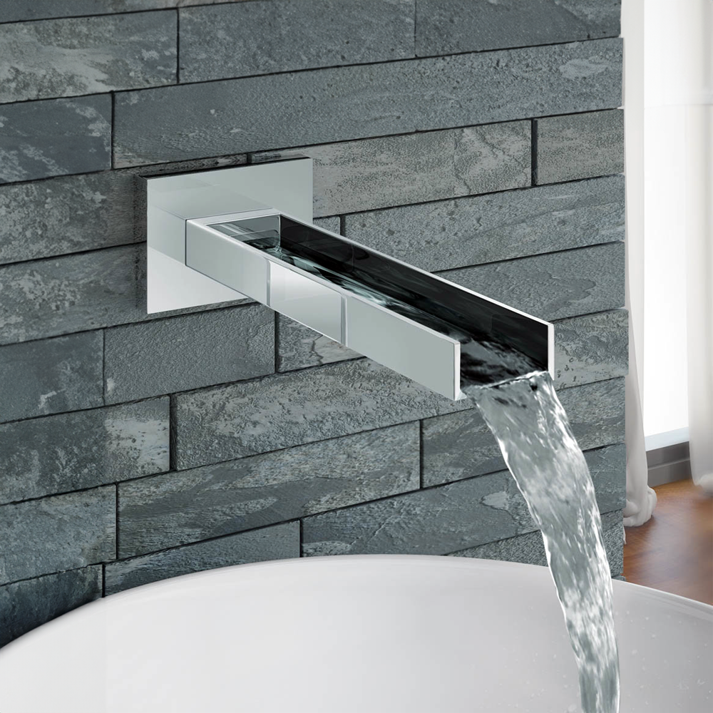 Milan Modern Wall Mounted Waterfall Basin/Bath Spout - Chrome 1 Milan Modern Wall Mounted Waterfall Basin/Bath Spout - Chrome
